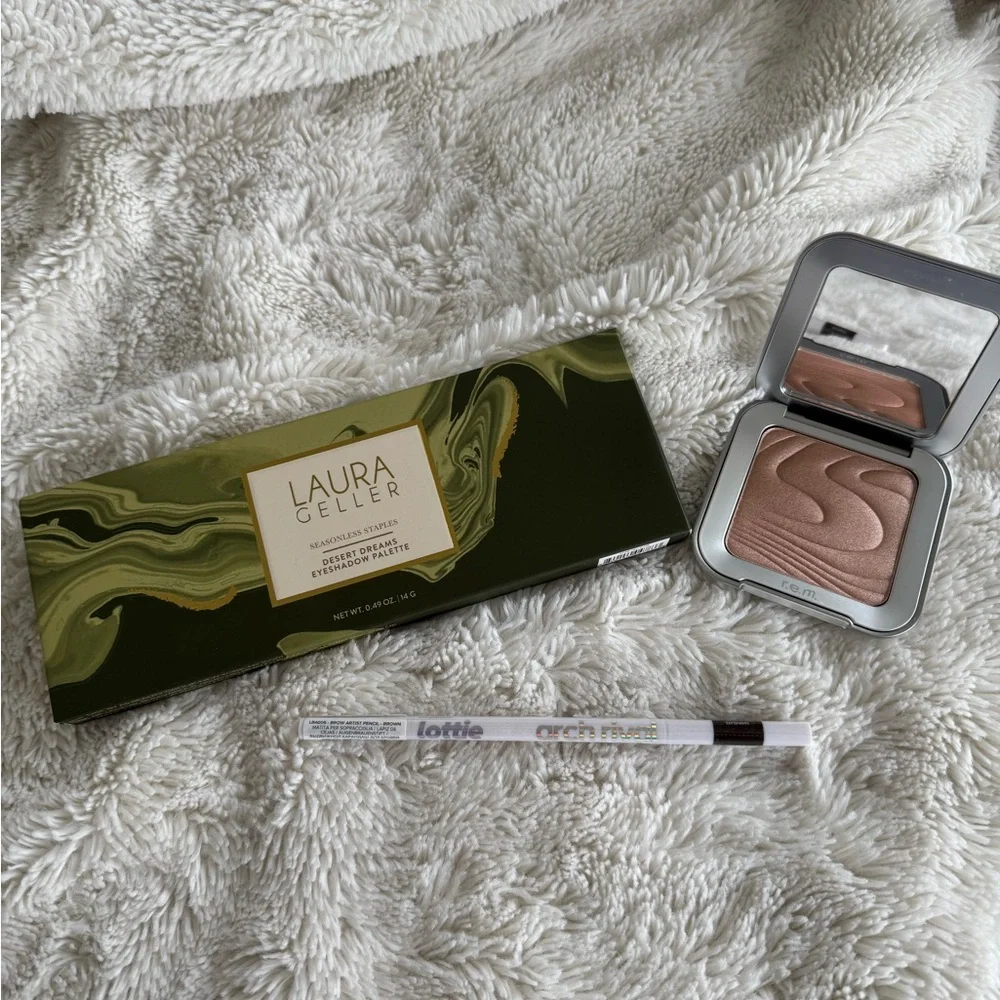 Laura Geller Eyeshadow Pallete Lottie Brow Pencil REM Highlighter Bundle NEW